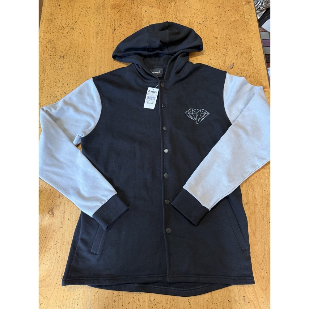 New With Tags Diamond Supply Co. Hooded Jacket Sz LARGE Black And Gray Men's